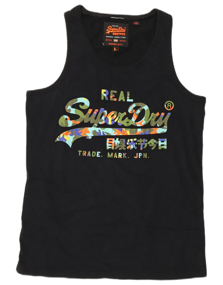 Vestă grafică Superdry pentru bărbați, mare, bumbac, negru