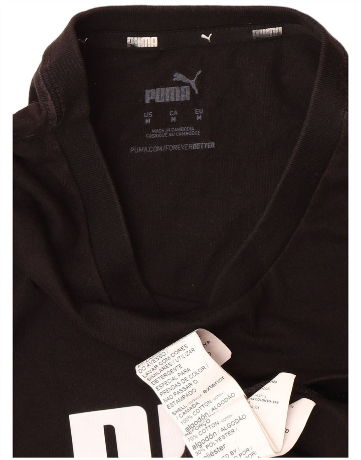 Tricou grafic PUMA pentru bărbați Top mediu din bumbac negru