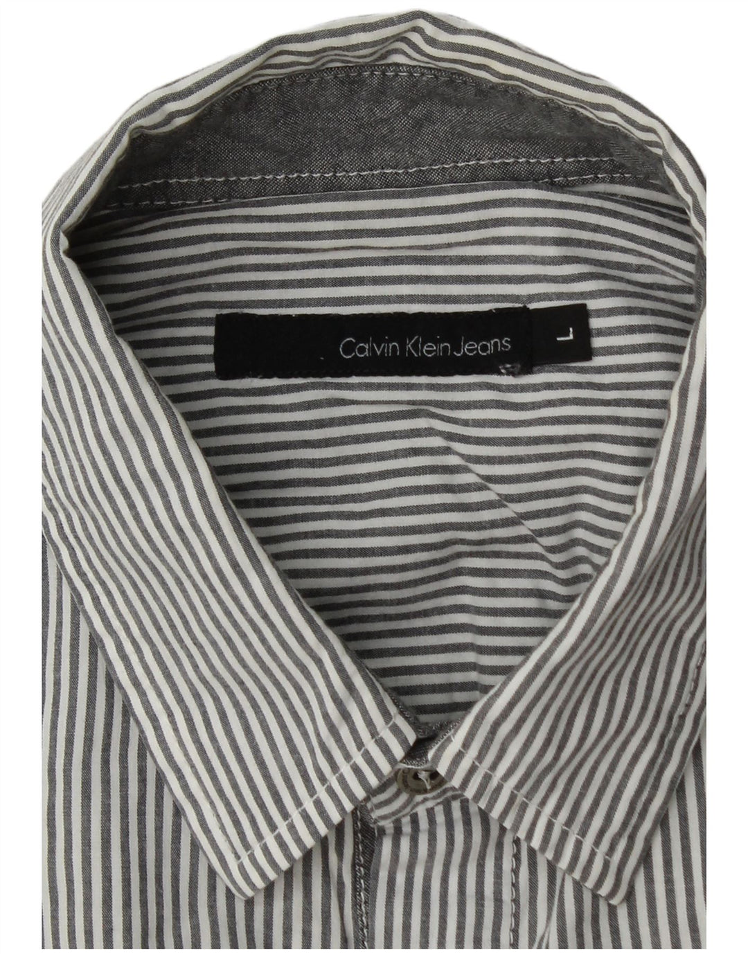Cămașă cu mânecă scurtă pentru bărbați CALVIN KLEIN JEANS, cu dungi mari, gri