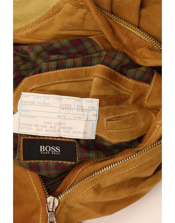 Jachetă bomber de piele intoarsă, hugo Boss, pentru bărbați, EU 48, maro mediu