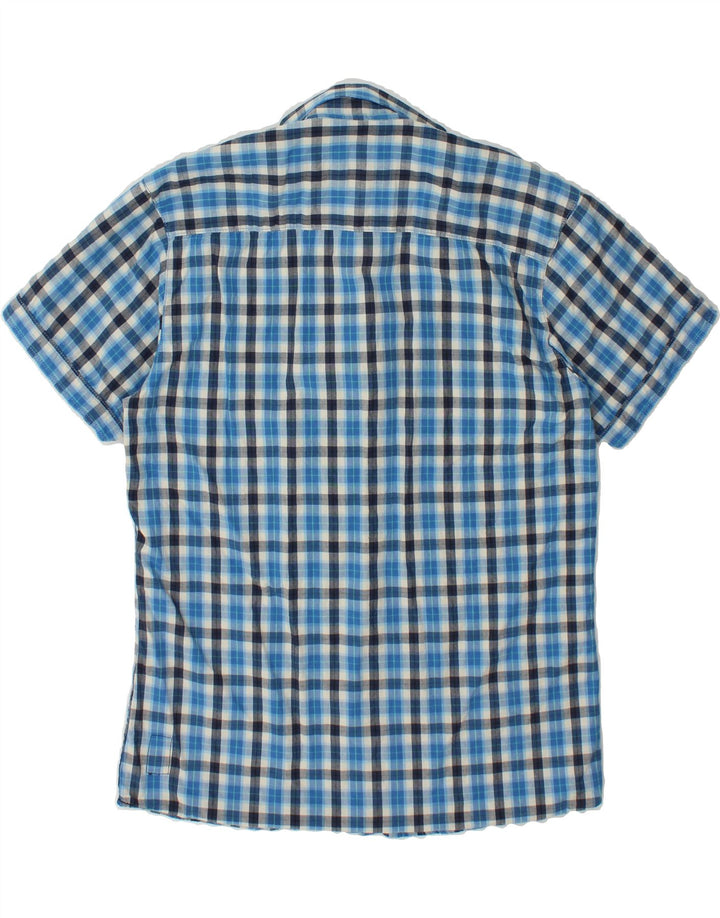JACK & JONES Mens Short Sleeve Shirt Large Blue Check Cotton Vintage Jack & Jones and Second-Hand Jack & Jones from Messina Hembry 