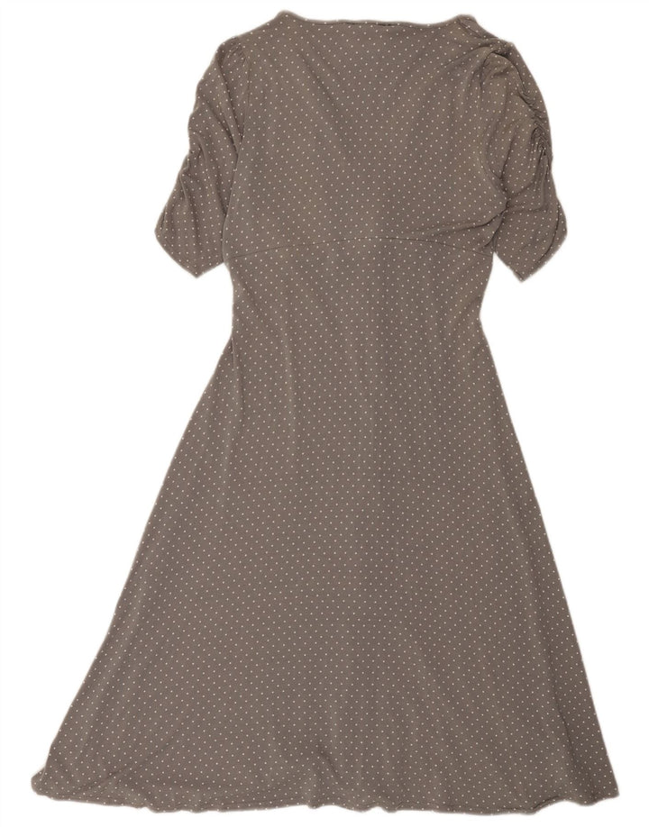 East Womens Rochie A-Line UK 14 Medium Gri Spotted Viscose