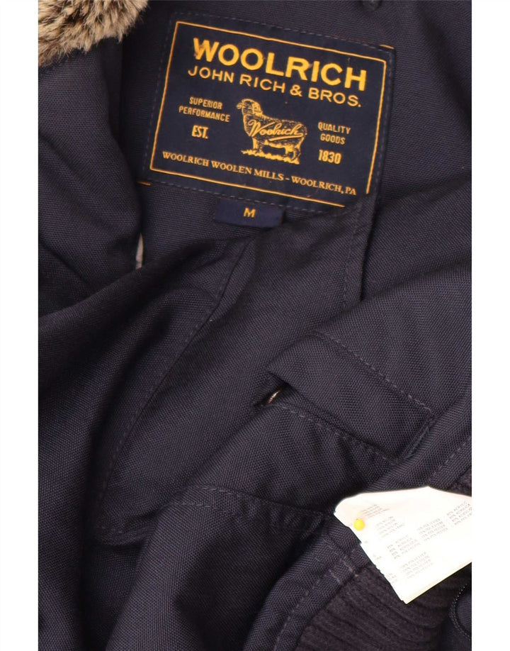 Jachetă bomber cu glugă pentru bărbați Woolrich UK 38, nailon mediu, bleumarin