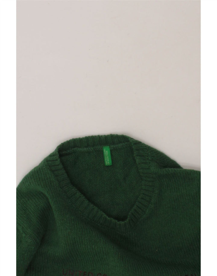 BENETTON Boys Crew Neck Jumper Sweater 12-13 Years Green Vintage Benetton and Second-Hand Benetton from Messina Hembry 