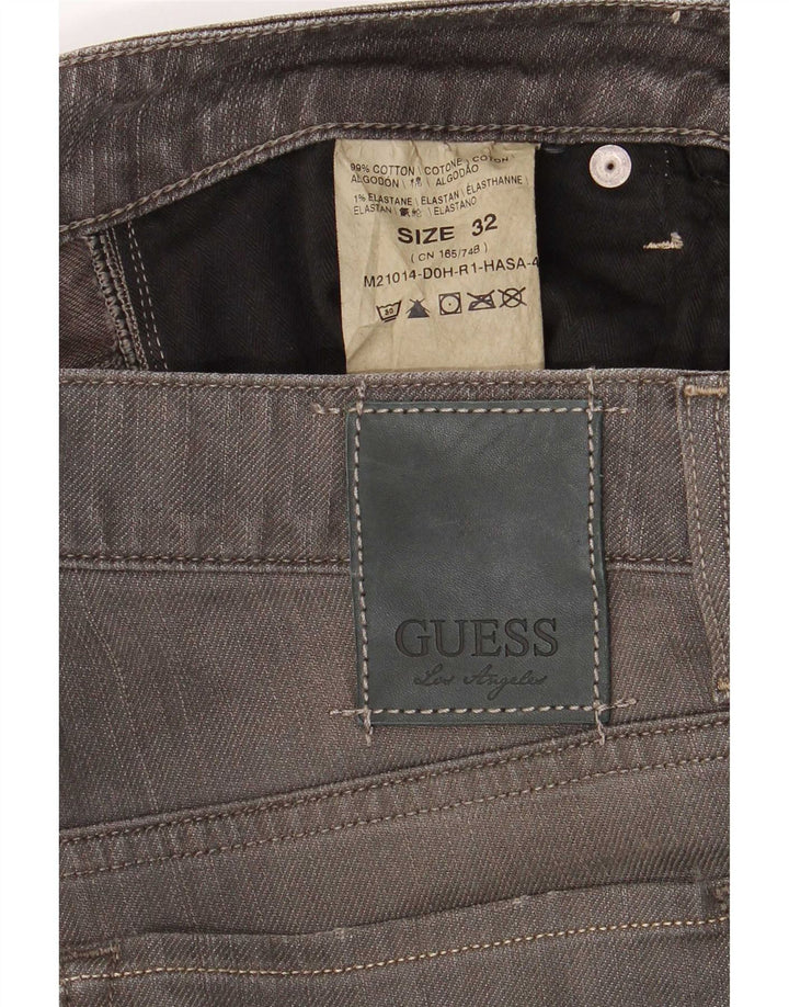 Guess Blugi Distressed drepte pentru bărbați W32 L32 bumbac gri