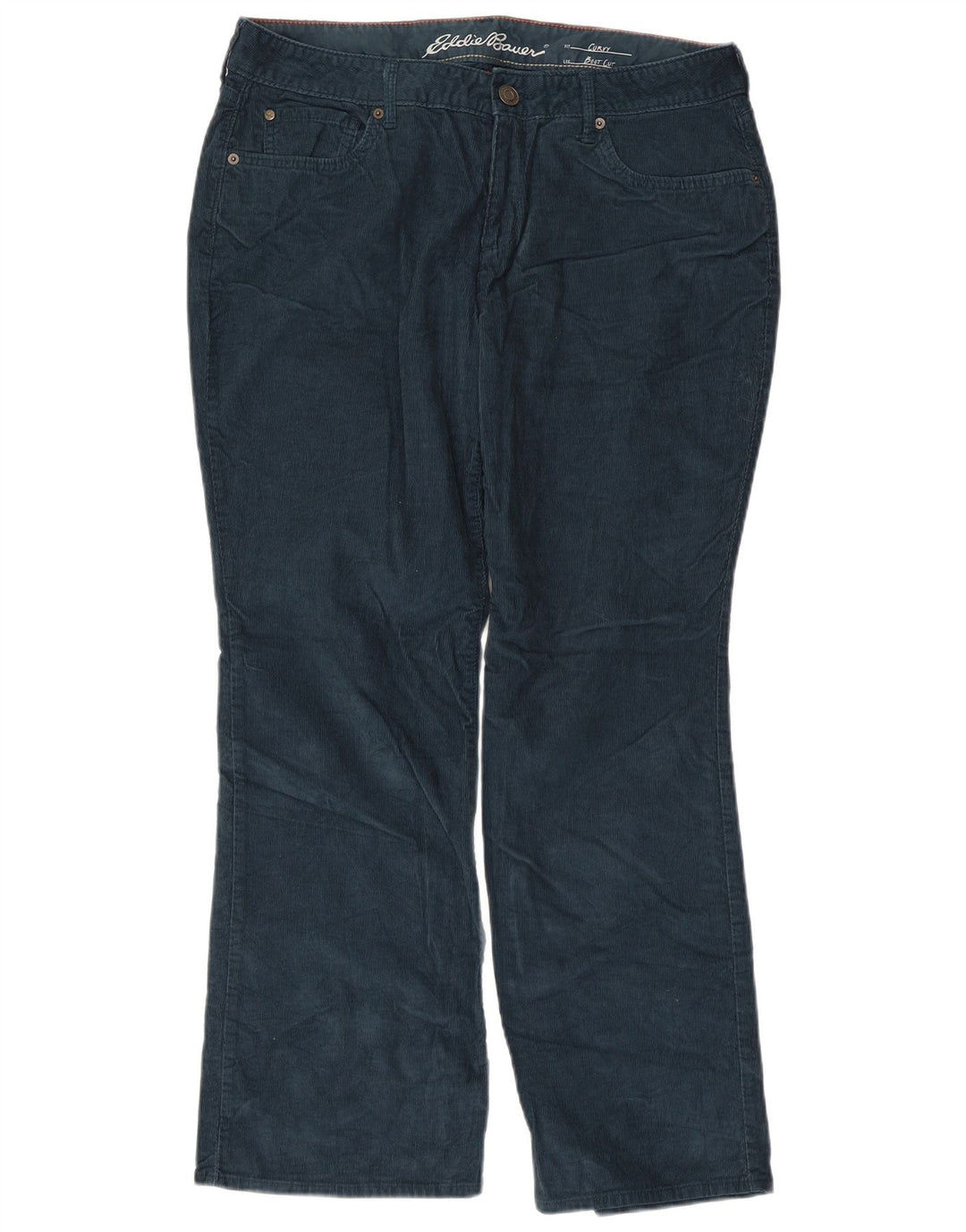 EDDIE BAUER Pantaloni curvy din velur pentru femei US 12 Large W34 L28 Bleumarin