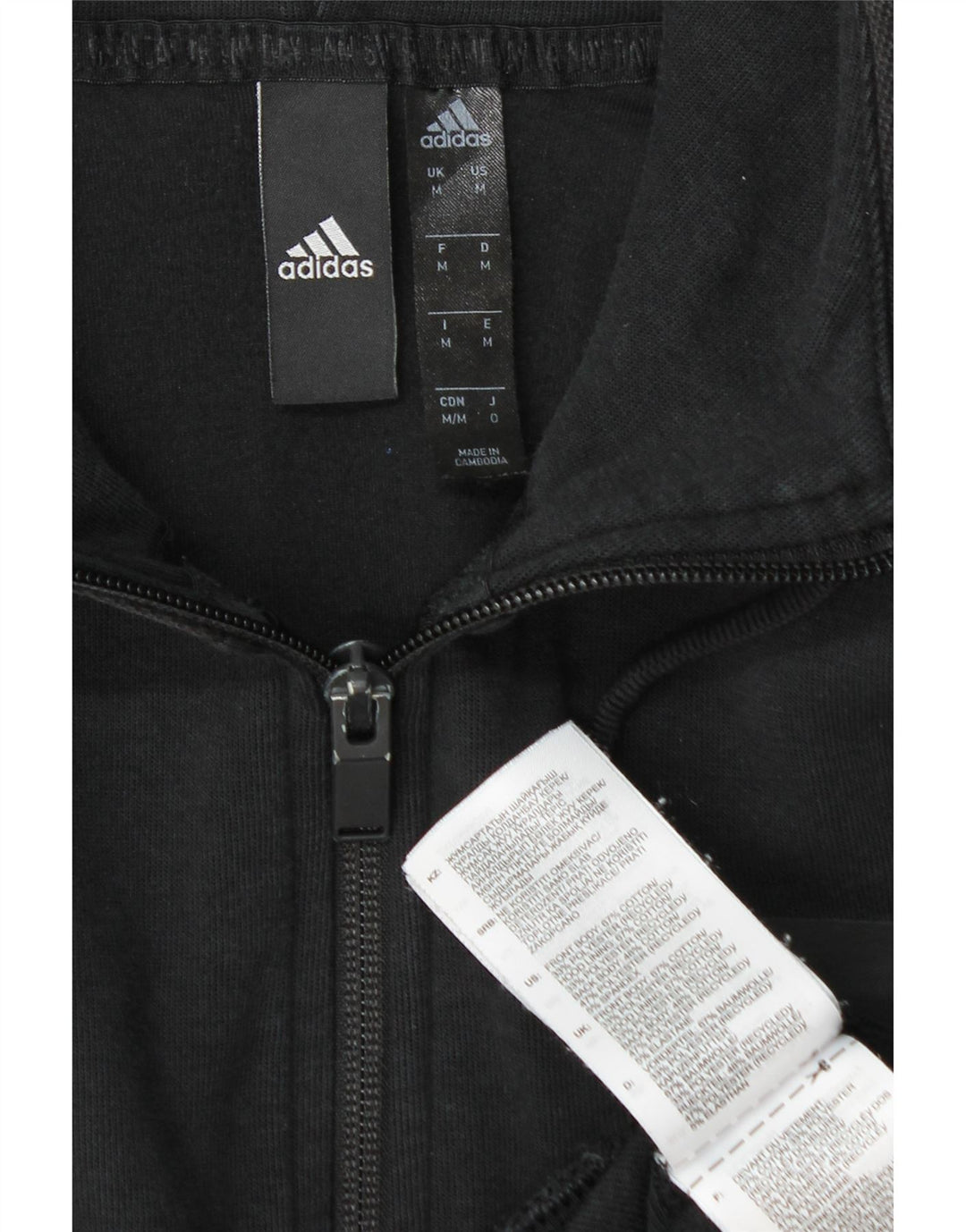 Pulover Adidas pentru bărbați, cu fermoar, bumbac mediu negru