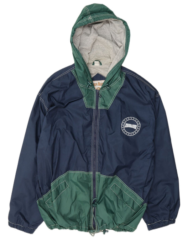 Jachetă de ploaie cu glugă pentru bărbați John Baner UK 46 3XL Albastru bleumarin Colorblock