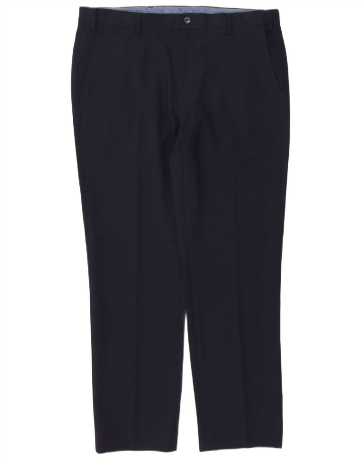 Pantaloni chino pentru bărbați Marks & Spencer, cu ajustare normală, L36 L31, poliester bleumarin