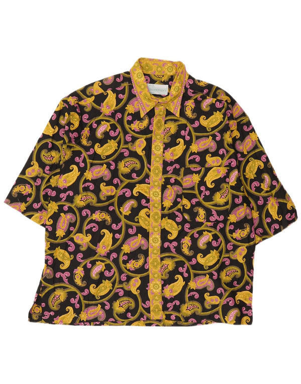 Cămașă Vintage pentru bărbați cu mânecă scurtă XL, bumbac cachetaș negru