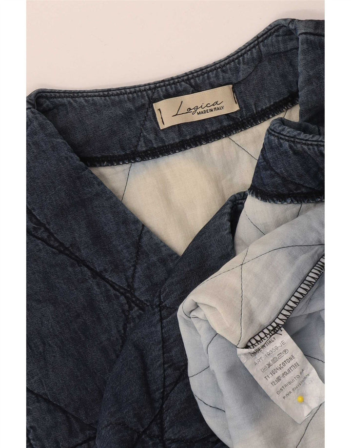 Gilet matlasat Vintage pentru femei UK 12 Medium Bluemarin Bumbac