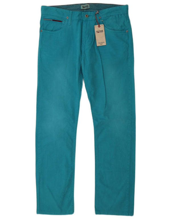 TOMMY HILFIGER Blugi drepti pentru bărbați W33 L32 bumbac turcoaz