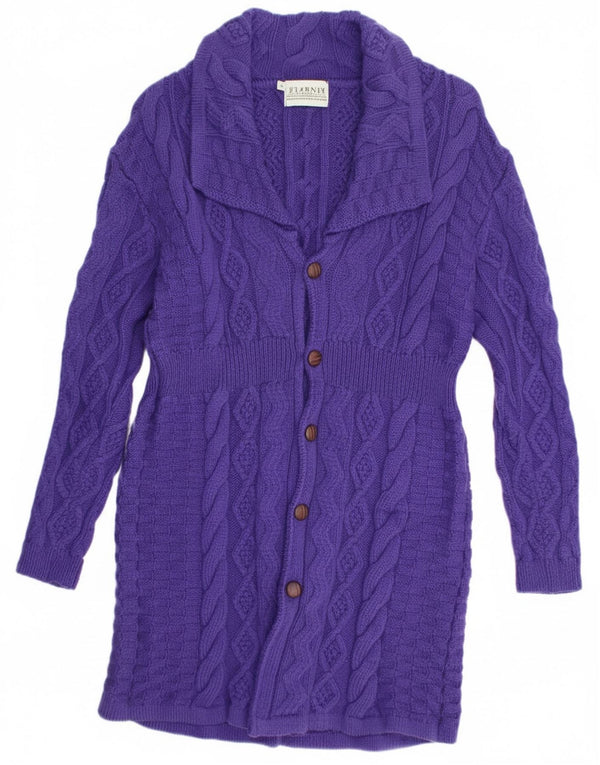 Pulover cardigan cu paragate Blarney pentru femei UK 14 Lână merino mov mare