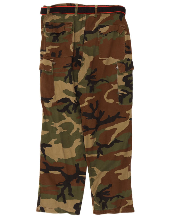 Pantaloni cargo drepți vintage pentru bărbați IT 50 Large W34 L28 Maro Camuflaj
