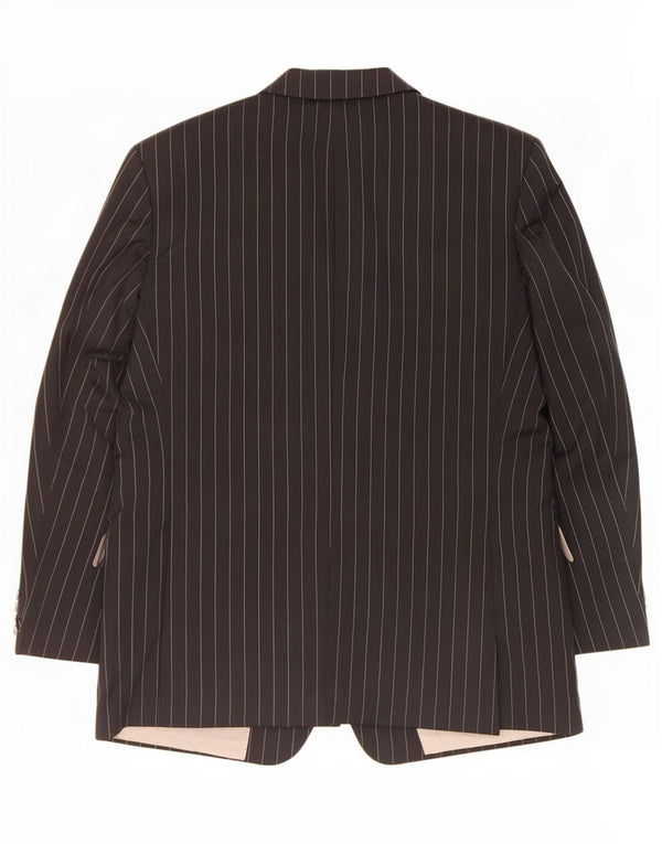 Blazer pentru bărbați Hugo Boss cu 3 nasturi EU 56 3XL Lână virgină neagră cu dungi