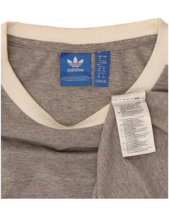 Top pentru femei Adidas cu mânecă lungă UK 12 Medium Gri Pete Bumbac