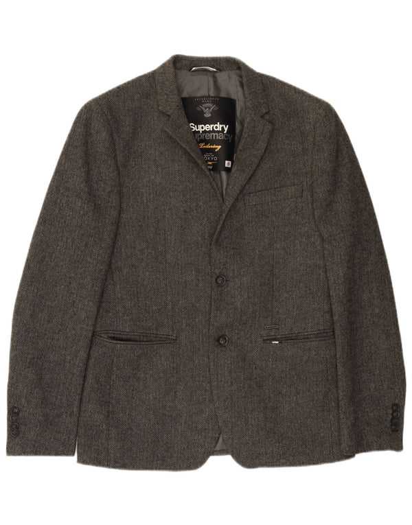 Jachetă Blazer pentru bărbați Superdry cu 2 nasturi UK 38 Medium Gris Herringbone