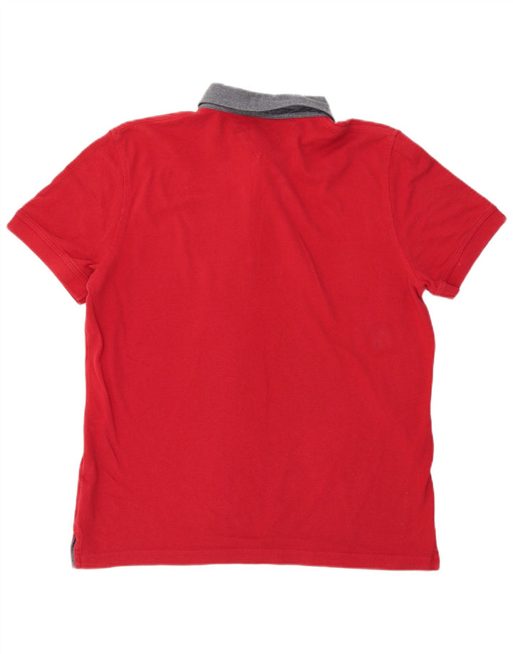 Tricou polo de rugby Tommy Hilfiger pentru bărbați, bumbac roșu mare