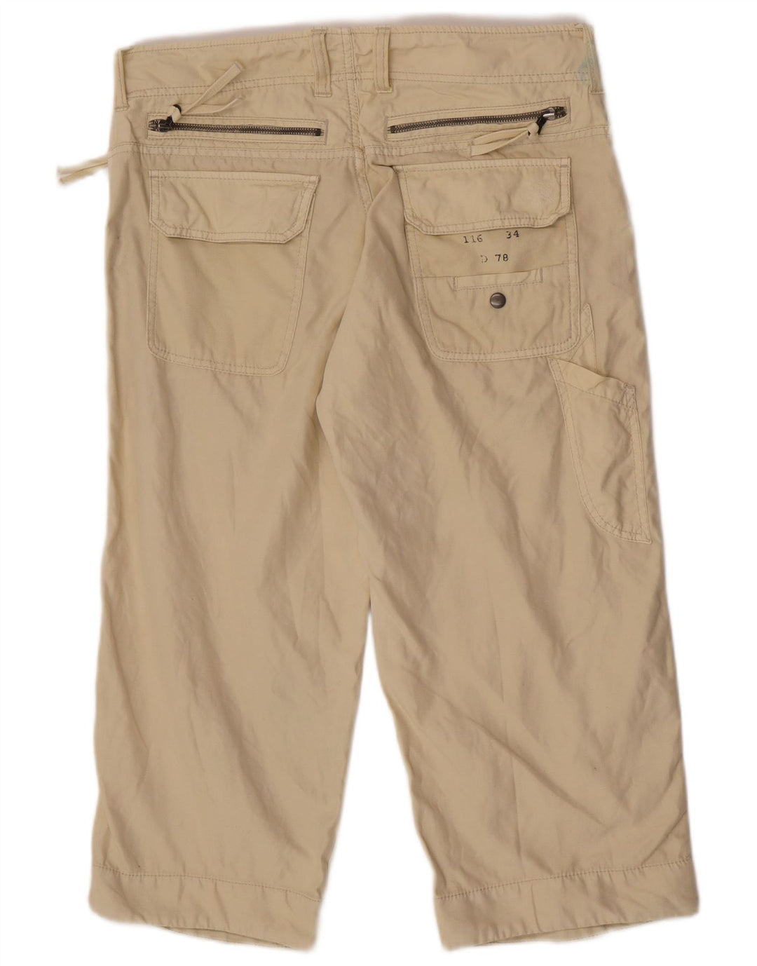 Pantaloni capri cargo pentru femei Diesel W31 L21 bumbac bej