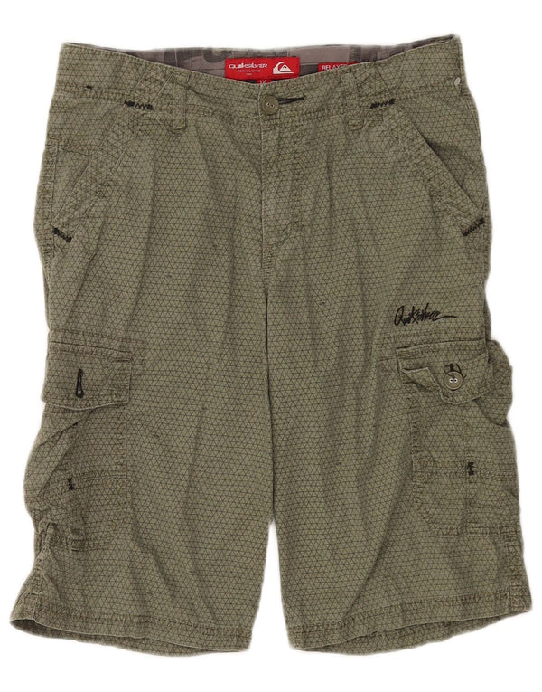 Quiksilver băieți pantaloni scurți cargo 13-14 ani W28 kaki bumbac geometric