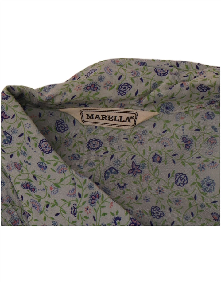 MARELLA Womens Long Sleeve A-Line Dress UK 14 Large Blue Floral