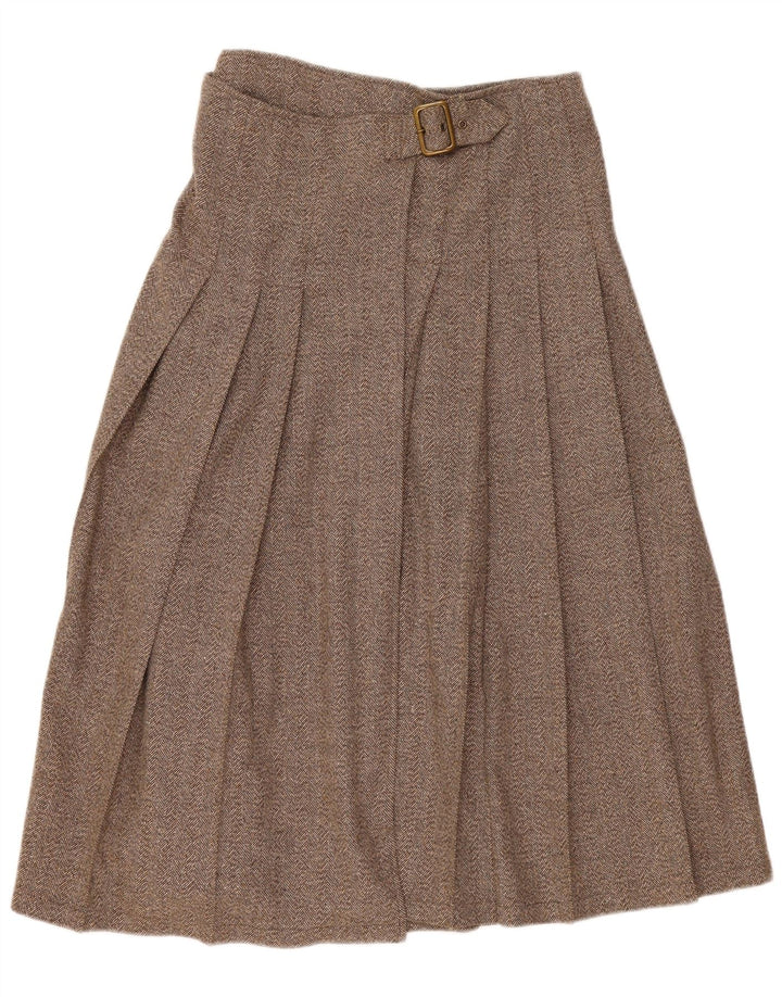 Fusta pliată pentru femei Vintage IT 44 Medium W30 Brown Herringbone