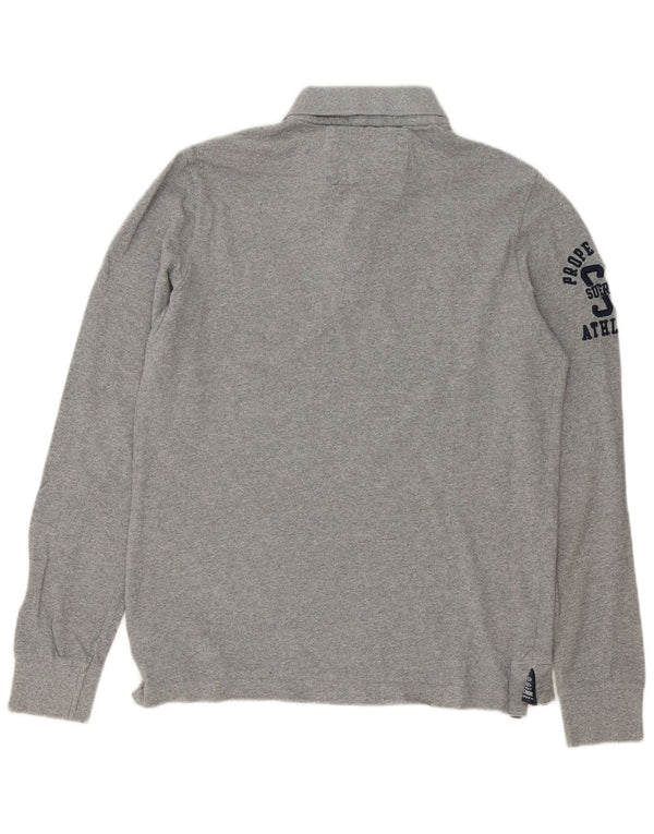 Tricou polo cu mânecă lungă pentru bărbați Superdry, mare, gri, bumbac