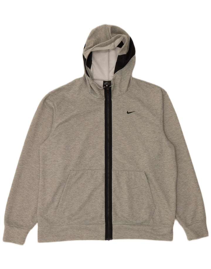 Pulover Nike pentru bărbați Dri Fit, cu fermoar, cu capotă, mare, gri poliester