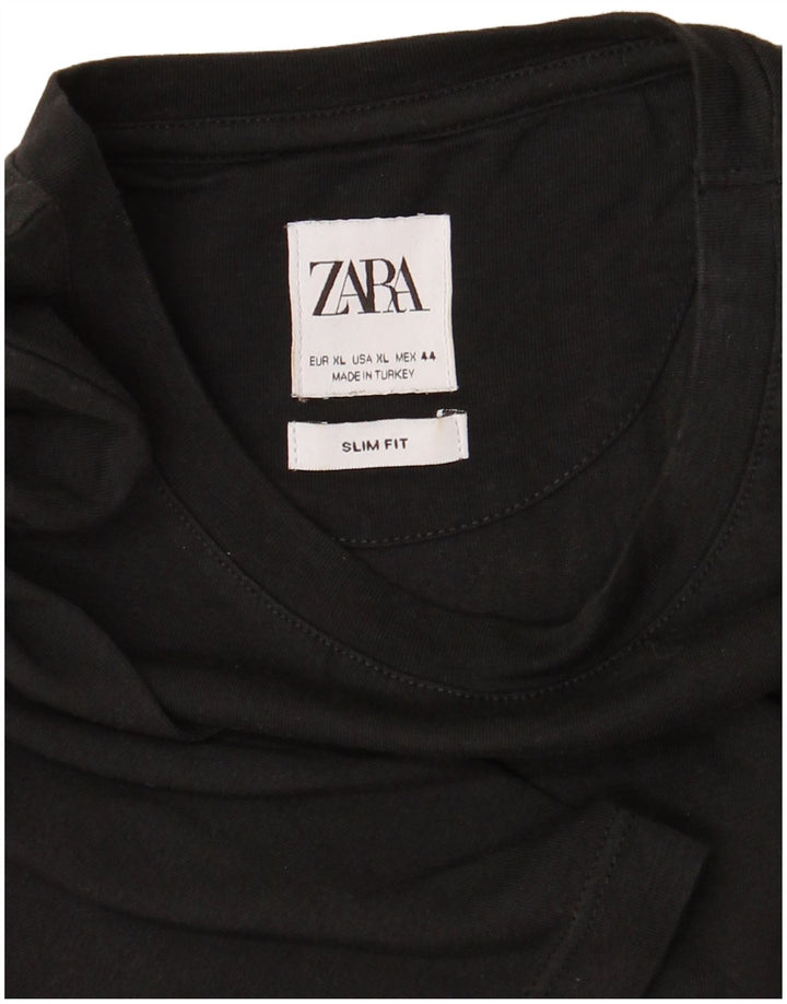 Tricou ZARA Bărbați Slim Fit Top XL Negru