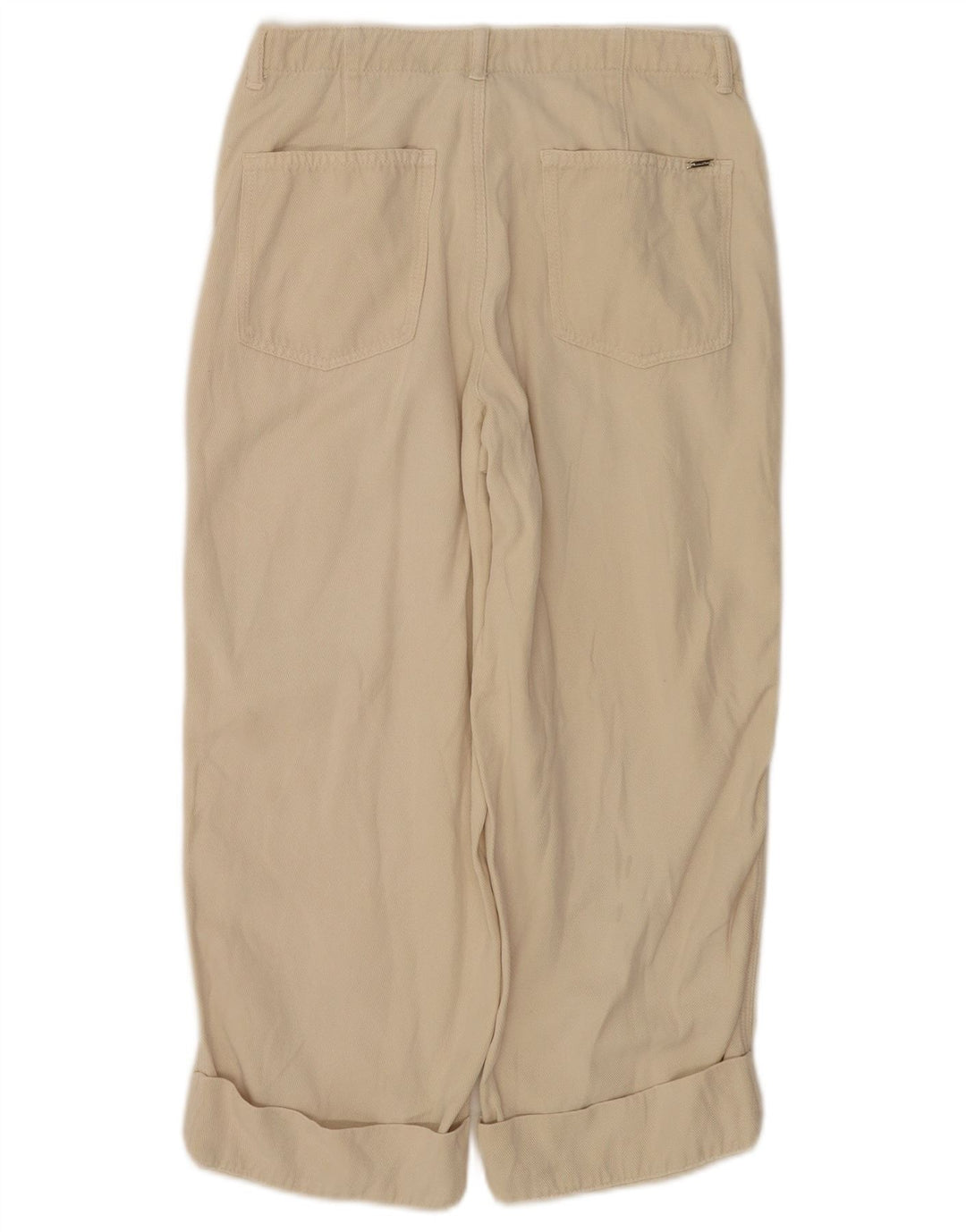 Pantaloni capri Massimo Dutti pentru femei EU 38 Mici W28 L22 Bej Lyocell