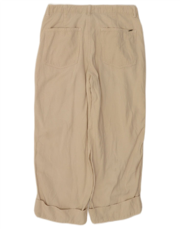 Pantaloni capri Massimo Dutti pentru femei EU 38 Mici W28 L22 Bej Lyocell