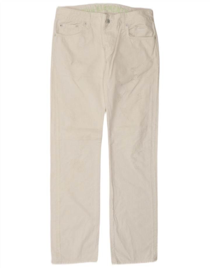 ZU ELEMENTS Blugi Drepți Distressed Femei L32 L34 Bumbac Alb