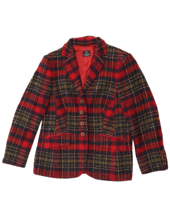 Jachetă Blazer pentru femei Madeleine cu 4 nasturi UK 14 Medium Burgundy Check