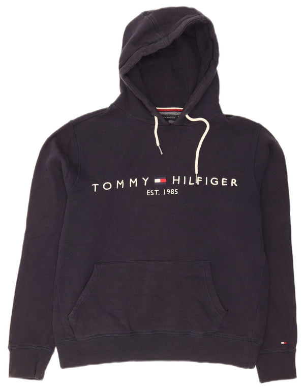 Pulover cu glugă supradimensionat cu grafic Tommy Hilfiger pentru femei UK 10 Mic, bleumarin