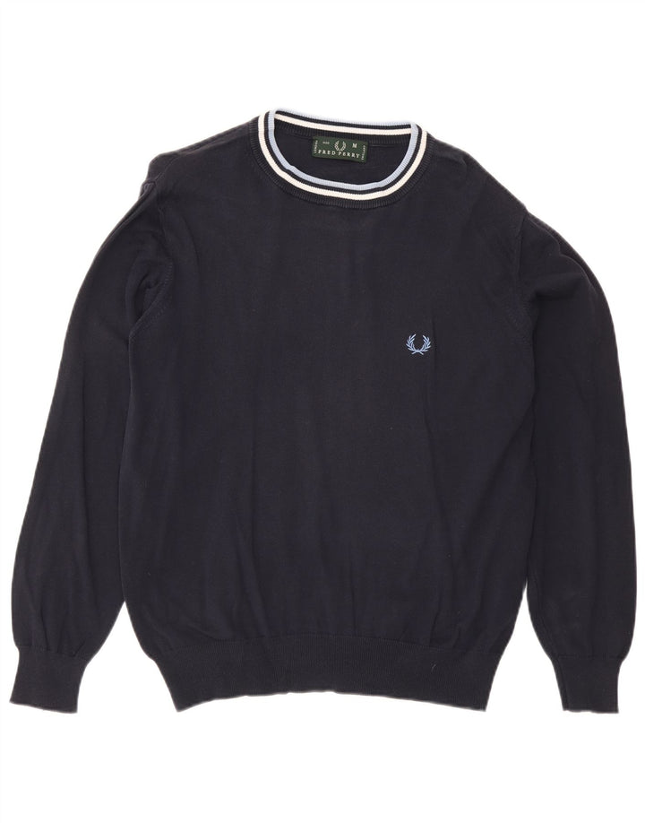 Pulover pentru bărbați Fred Perry cu gât crew pulover mediu din bumbac cu dungi bleumarin