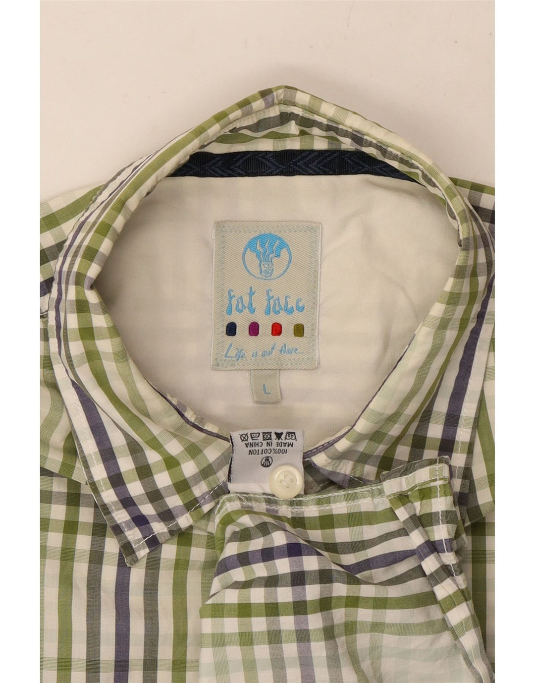 Cămașă cu mânecă scurtă pentru bărbați FAT FACE, bumbac cu carouri verzi