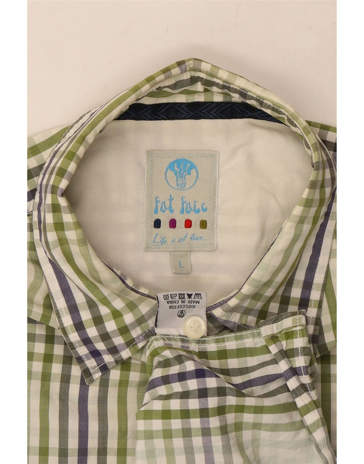 Cămașă cu mânecă scurtă pentru bărbați FAT FACE, bumbac cu carouri verzi