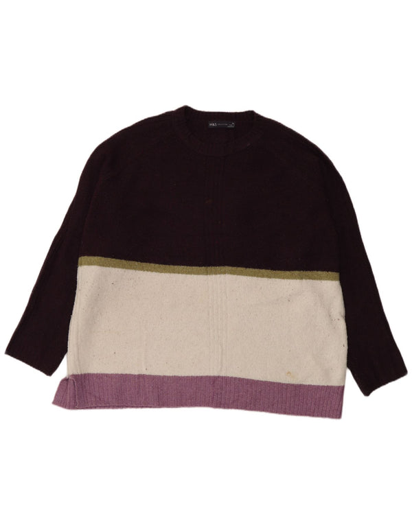 Pulover pentru femei Marks & Spencer cu decolteu rotund Marea Britanie 18 XL Violet Colorblock