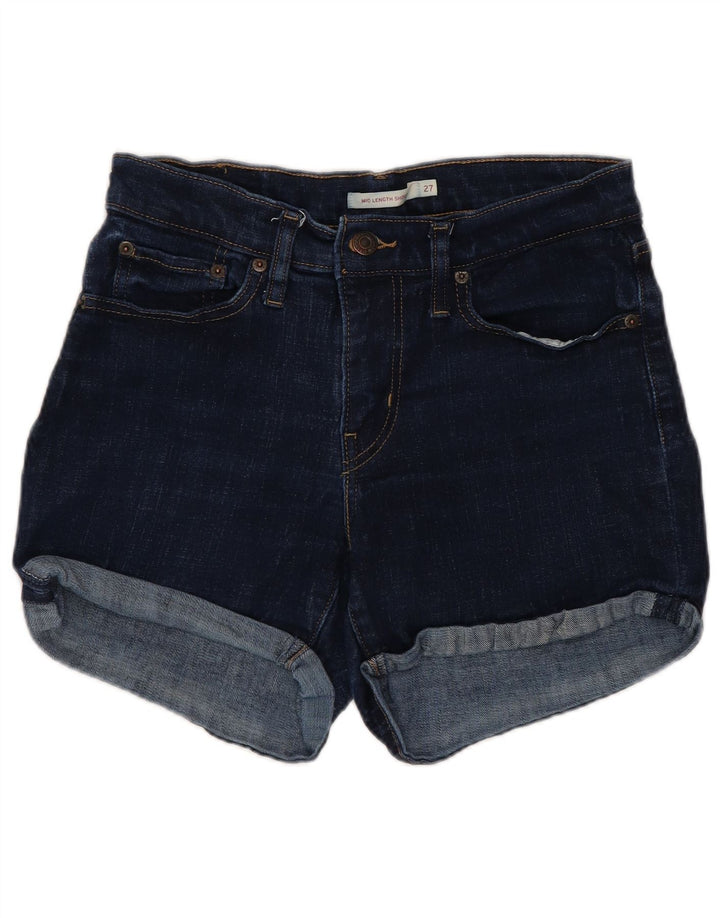 Pantaloni scurți din denim cu talie medie pentru femei LEVI'S W27, bumbac bleumarin mic