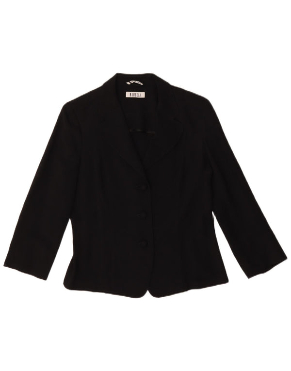 Jachetă Blazer pentru femei Marella cu mâneci 3/4 UK 16 Acetat mare negru