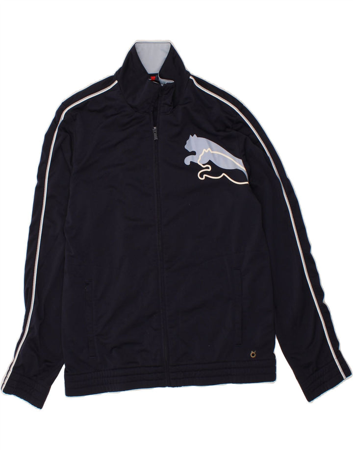 PUMA Mens Graphic Tracksuit Top Jacket Medium Navy Blue Polyester Vintage Puma and Second-Hand Puma from Messina Hembry 