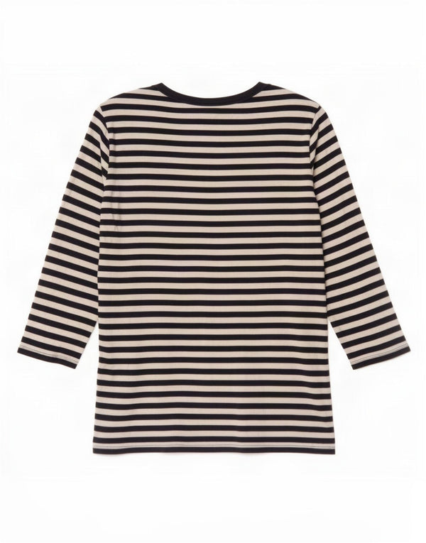 Top femei Benetton cu mâneci 3/4 UK 12 Medium bleumarin, bumbac cu dungi