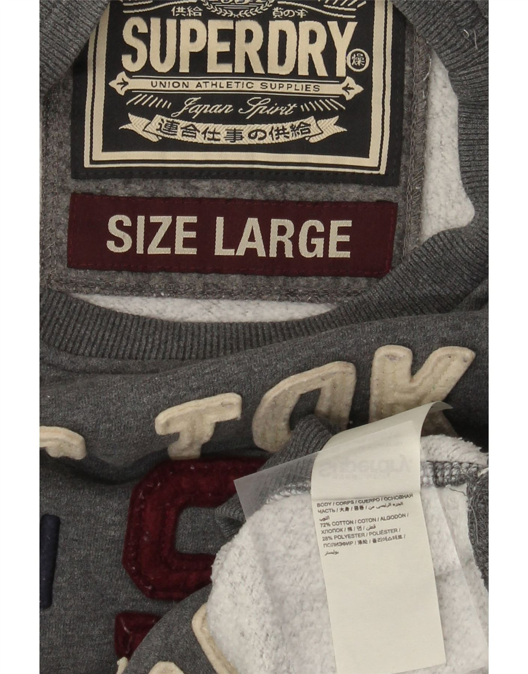 Pulover grafic pentru bărbați Superdry, bumbac mare, gri