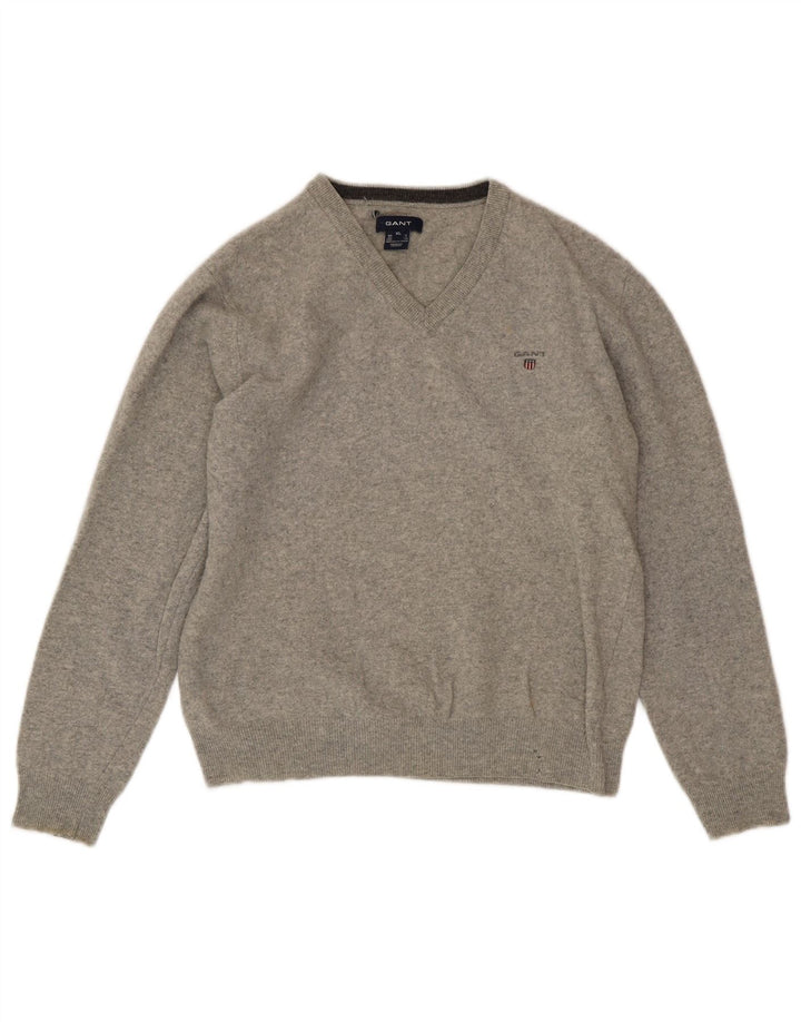Pulover pentru femei Gant cu decolteu în V UK 18 XL Lână gri