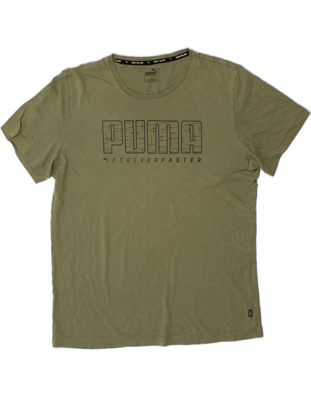 PUMA Mens Graphic T-Shirt Top Large Khaki Cotton Vintage Puma and Second-Hand Puma from Messina Hembry 