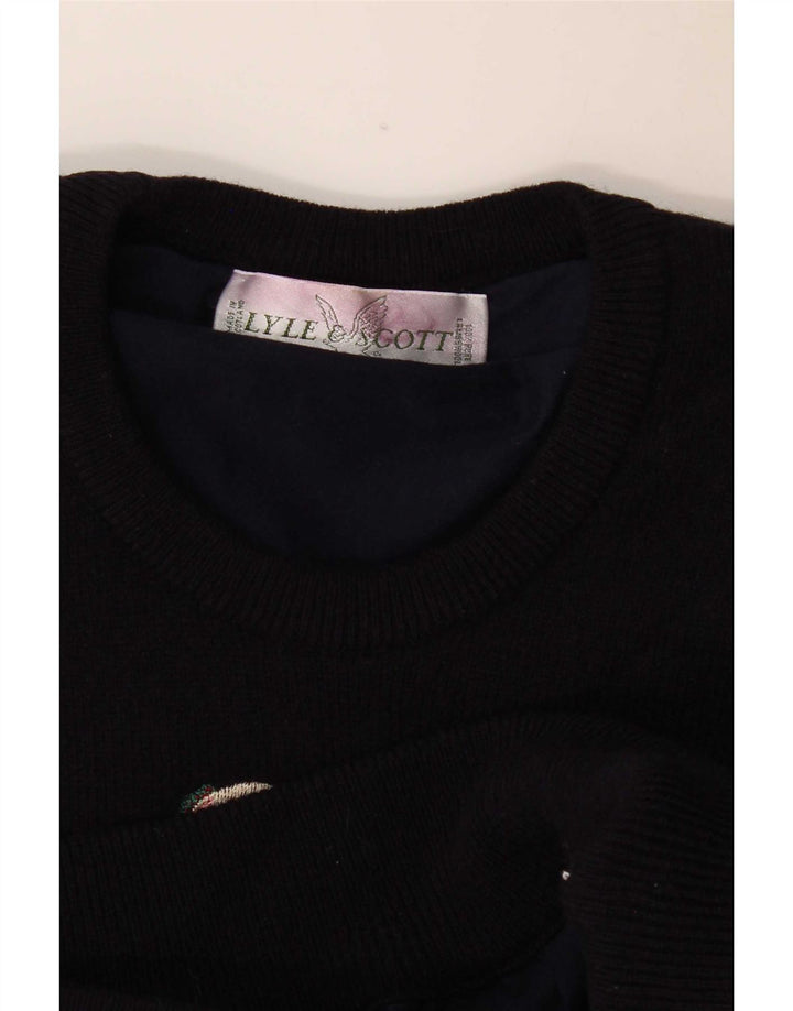 Pulover Lyle & Scott pentru bărbați, cu grafică, cu decolteu, albastru bleumarin mediu