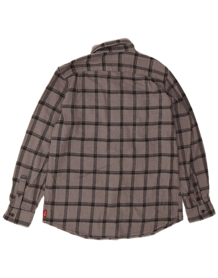 Cămașă de flanel pentru bărbați Wrangler, bumbac cu carouri, gri mediu
