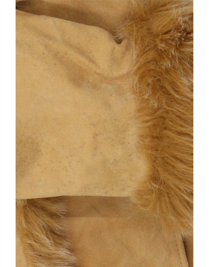 Pardesiu vintage de damă din piele intoarsa EU 38 Medium Beige Piele