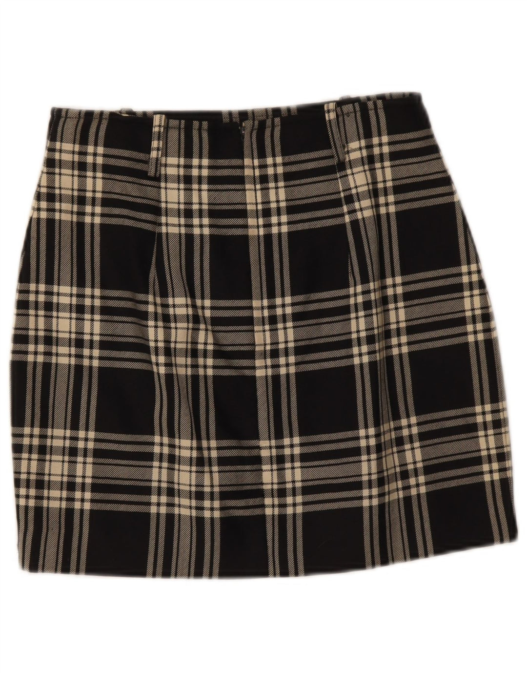 Fusta mini vintage pentru femei IT 42 Medium W28 Lână cu carouri negru