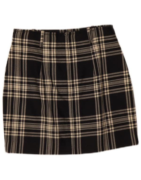 Fusta mini vintage pentru femei IT 42 Medium W28 Lână cu carouri negru
